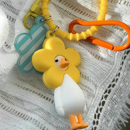 Flower Duck Pendant Keychain