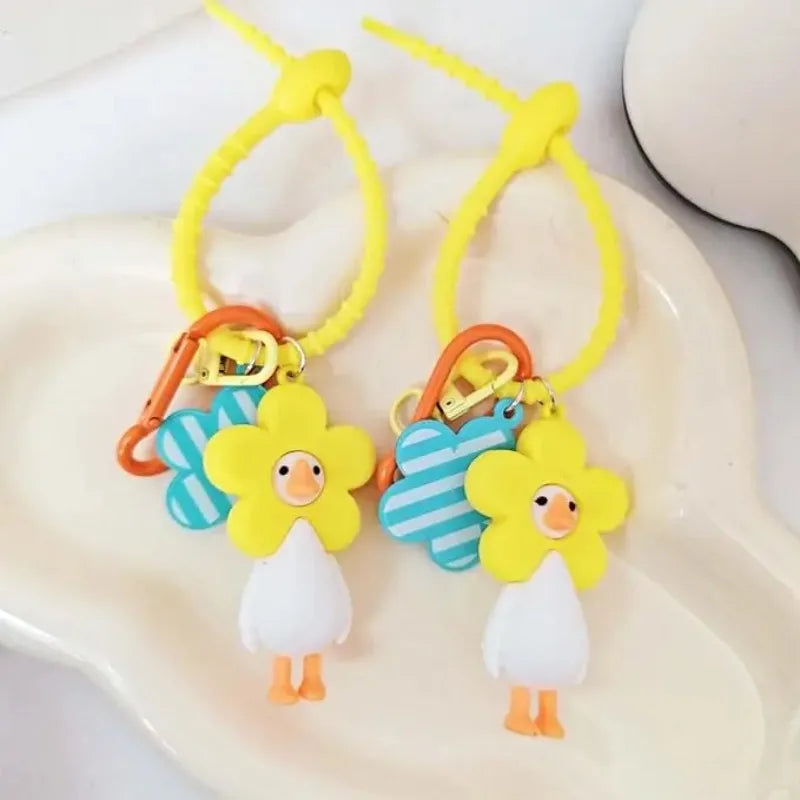 Flower Duck Pendant Keychain