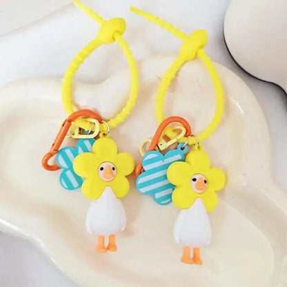 Flower Duck Pendant Keychain
