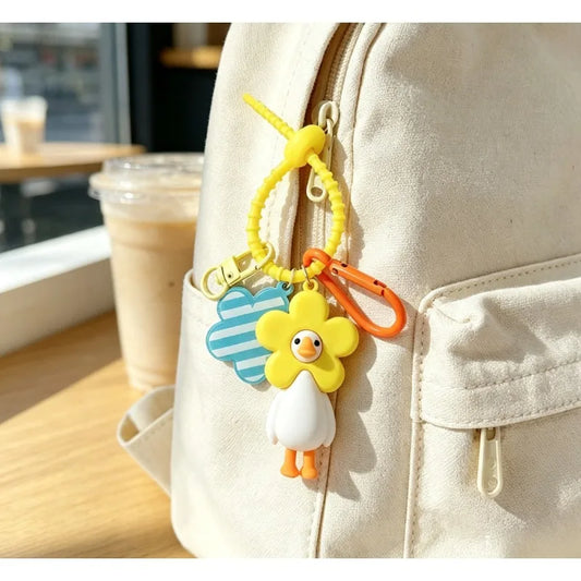 Flower Duck Pendant Keychain