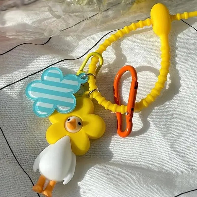 Flower Duck Pendant Keychain