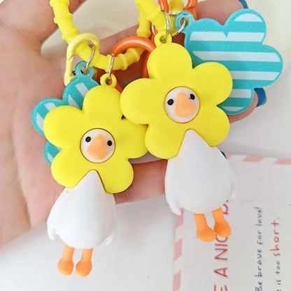 Flower Duck Pendant Keychain