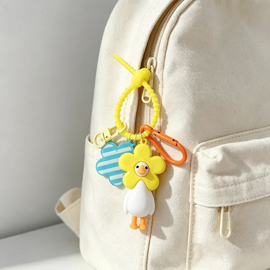 Flower Duck Pendant Keychain