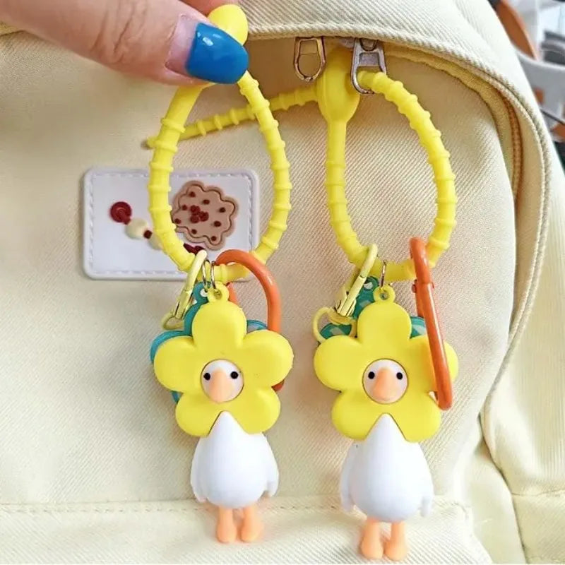 Flower Duck Pendant Keychain