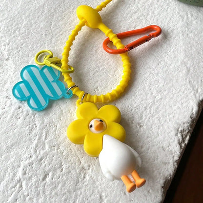 Flower Duck Pendant Keychain
